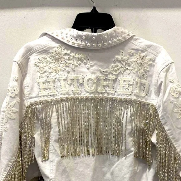 "Boot Barn Double D Ranch Hitched Bridal Jacket rhinestone pearls embroidery M - Picture 8 of 14